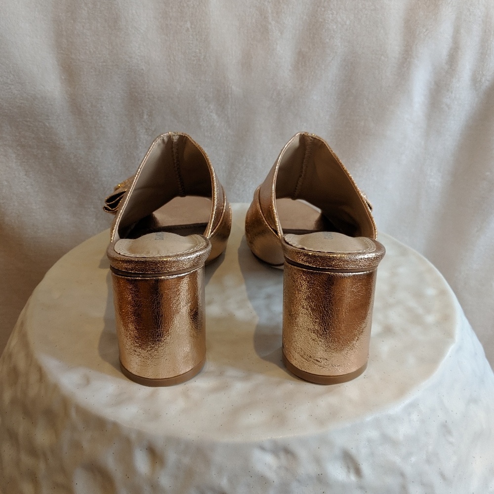 NWT Glamorous Metallic Heeled Mule Rose Gold 6 - Picture 5 of 5